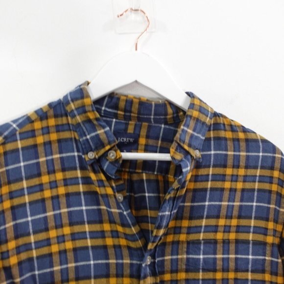 J Crew Shirt Men Size Small Blue Plaid Button Down Flannel Cotton Work Cabincore - Picture 5 of 8